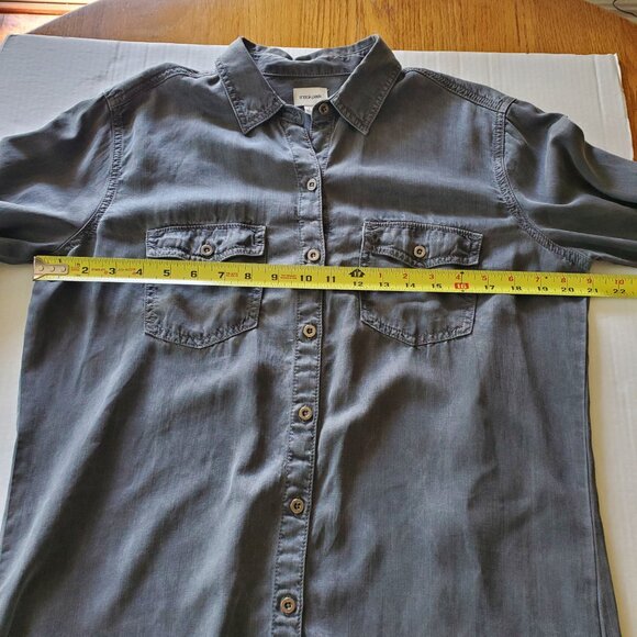 Sneak Peek Black Burnout Shirt Dress Tencel Lightweight Button Up Large - Picture 13 of 16